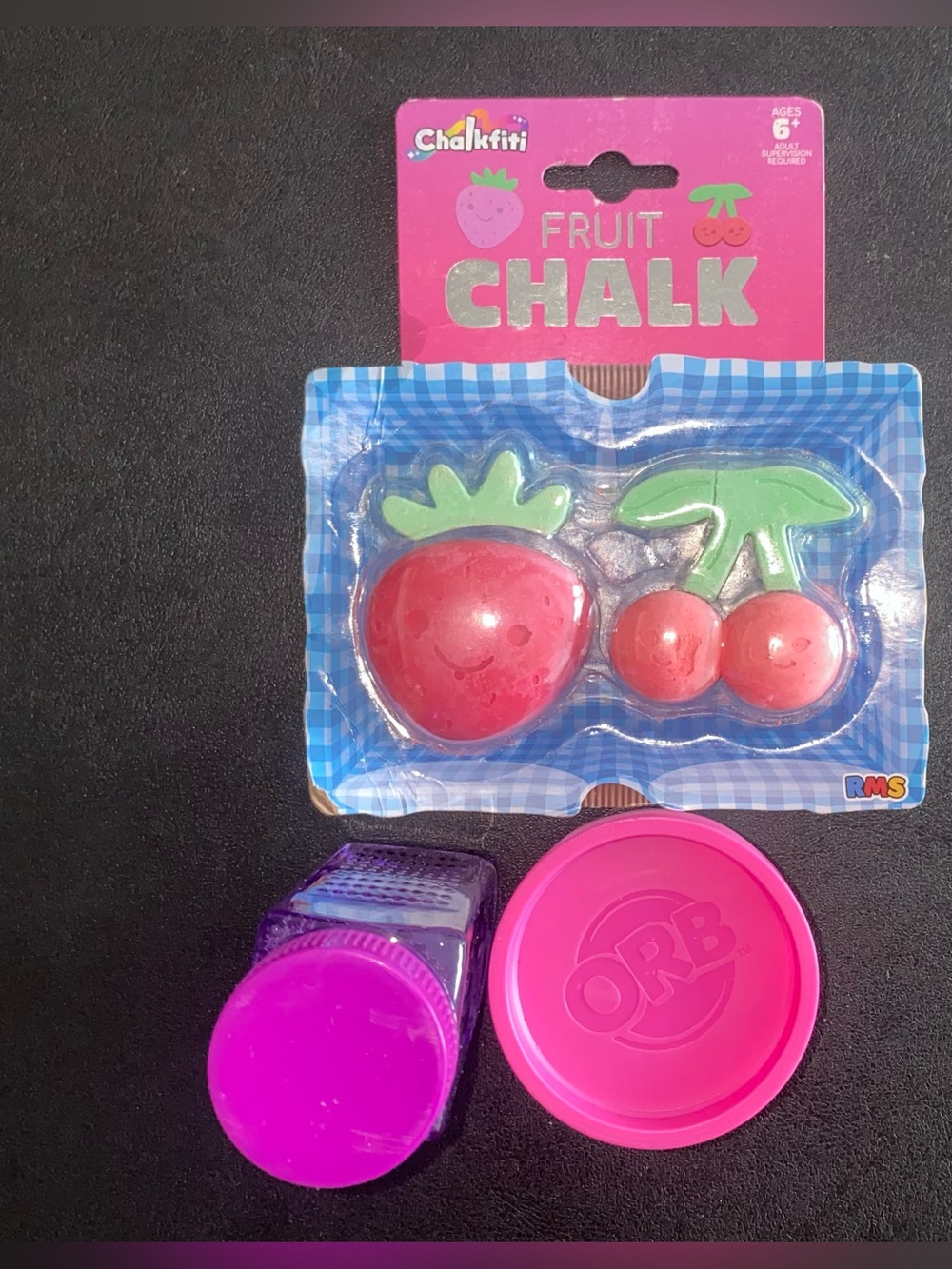 Fruit Chalk Set - Pink & Red Kids Chalk with slime and bubbles